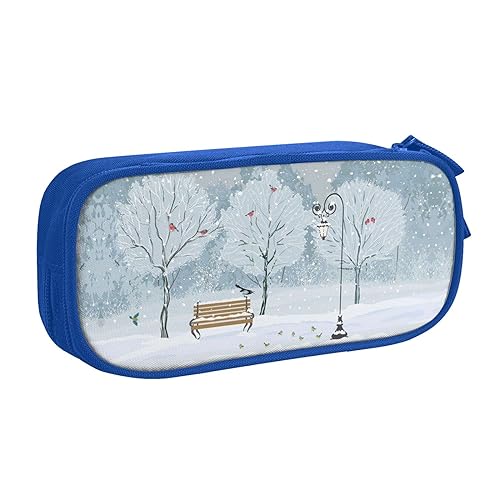 NBSNGSLS Federmäppchen mit Aufdruck "Birds in The Park On A Snowy Day", stilvolles Federmäppchen – Organisieren Sie Ihre Schreibwaren mit Eleganz, blau, Einheitsgröße, Kinderrucksack von NBSNGSLS