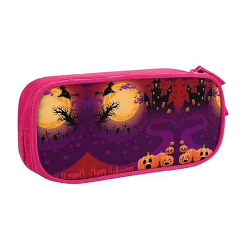 NBSNGSLS Federmäppchen mit Aufdruck "Happy Halloween", stilvolles Druck-Federmäppchen – organisieren Sie Ihre Schreibwaren mit Eleganz, rose, Einheitsgröße, Kinderrucksack von NBSNGSLS