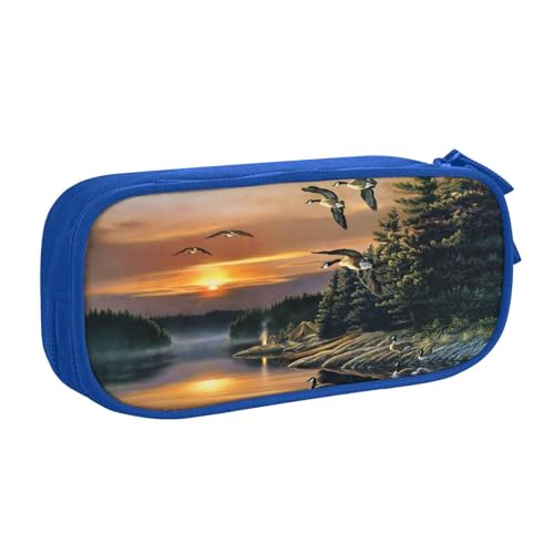 NBSNGSLS Federmäppchen mit Camping-See-Druck, stilvolles Federmäppchen – organisieren Sie Ihre Schreibwaren mit Eleganz, blau, Einheitsgröße, Kinderrucksack von NBSNGSLS