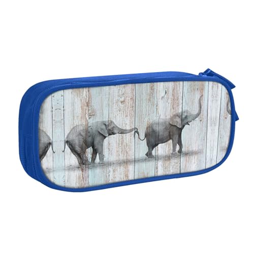 NBSNGSLS Federmäppchen mit Elefanten-Kunstdruck auf Holz, stilvolles Federmäppchen – organisieren Sie Ihre Schreibwaren mit Eleganz, blau, Einheitsgröße, Kinderrucksack von NBSNGSLS