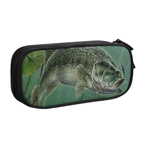 NBSNGSLS Federmäppchen mit Fischmotiv und Köderdruck, stilvolles Federmäppchen – Organisieren Sie Ihre Schreibwaren mit Eleganz, Schwarz , Einheitsgröße, Kinderrucksack von NBSNGSLS