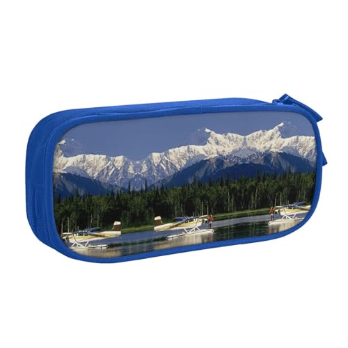 NBSNGSLS Federmäppchen mit Flugzeug am See, stilvolles Druck-Federmäppchen – organisieren Sie Ihre Schreibwaren mit Eleganz, blau, Einheitsgröße, Kinderrucksack von NBSNGSLS