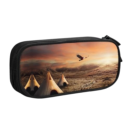 NBSNGSLS Federmäppchen mit Indianerstämmen, stilvolles Federmäppchen – organisieren Sie Ihre Schreibwaren mit Eleganz, Schwarz , Einheitsgröße, Kinderrucksack von NBSNGSLS