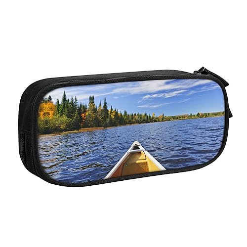 NBSNGSLS Federmäppchen mit Kanu auf dem See, stilvolles Federmäppchen – organisieren Sie Ihre Schreibwaren mit Eleganz, Schwarz , Einheitsgröße, Kinderrucksack von NBSNGSLS