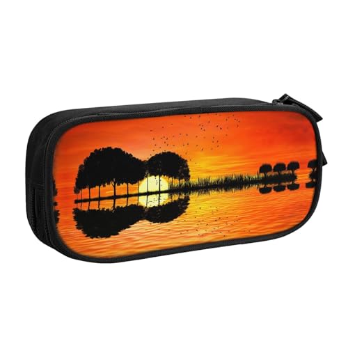 NBSNGSLS Federmäppchen mit Lake Guitar Reflection Print, stilvolles Federmäppchen – Organisieren Sie Ihre Schreibwaren mit Eleganz, Schwarz , Einheitsgröße, Kinderrucksack von NBSNGSLS