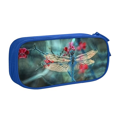 NBSNGSLS Federmäppchen mit Libelle auf dem Blumendruck, stilvolles Federmäppchen – Organisieren Sie Ihre Schreibwaren mit Eleganz, blau, Einheitsgröße, Kinderrucksack von NBSNGSLS