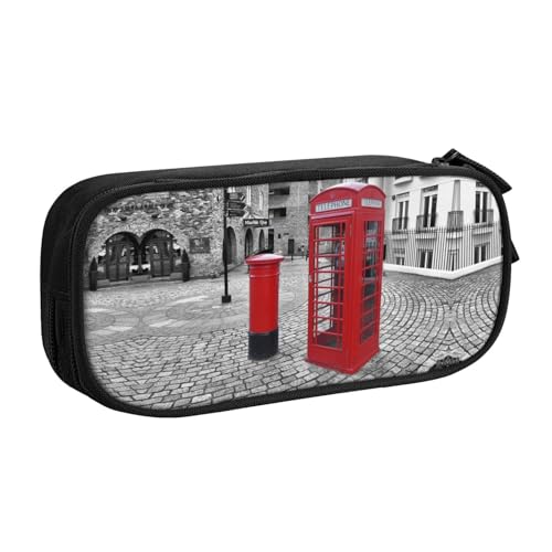 NBSNGSLS Federmäppchen mit Londoner Telefonzelle, stilvolles Federmäppchen – organisieren Sie Ihre Schreibwaren mit Eleganz, Schwarz , Einheitsgröße, Kinderrucksack von NBSNGSLS