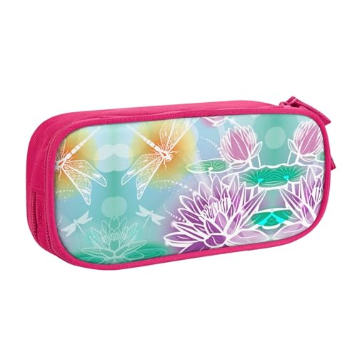 NBSNGSLS Federmäppchen mit Lotus- und Libellen-Druck, stilvolles Federmäppchen – organisieren Sie Ihre Schreibwaren mit Eleganz, rose, Einheitsgröße, Kinderrucksack von NBSNGSLS