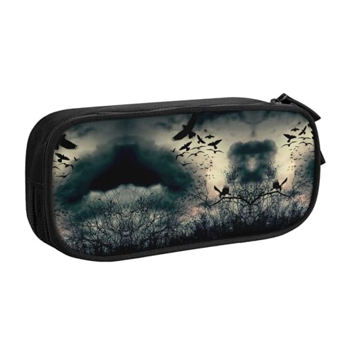NBSNGSLS Federmäppchen mit Nachtkrähen bedruckt, stilvolles Federmäppchen – organisieren Sie Ihre Schreibwaren mit Eleganz, Schwarz , Einheitsgröße, Kinderrucksack von NBSNGSLS