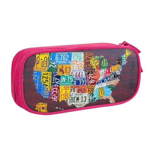 NBSNGSLS Federmäppchen mit Nummernschild-Kartendruck, stilvolles Federmäppchen – organisieren Sie Ihre Schreibwaren mit Eleganz, rose, Einheitsgröße, Kinderrucksack von NBSNGSLS