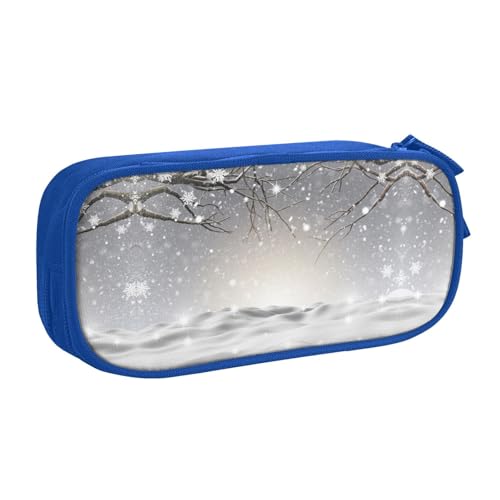 NBSNGSLS Federmäppchen mit Schneeflocken-Kiefer-Druck, stilvolles Federmäppchen – organisieren Sie Ihre Schreibwaren mit Eleganz, blau, Einheitsgröße, Kinderrucksack von NBSNGSLS