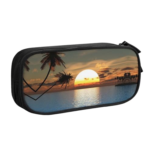 NBSNGSLS Federmäppchen mit Strand-Sonnenaufgang-Druck, stilvolles Federmäppchen – organisieren Sie Ihre Schreibwaren mit Eleganz, Schwarz , Einheitsgröße, Kinderrucksack von NBSNGSLS