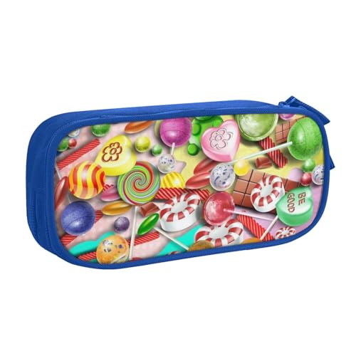 NBSNGSLS Federmäppchen mit Süßigkeitenmuster, stilvolles Federmäppchen – organisieren Sie Ihre Schreibwaren mit Eleganz, blau, Einheitsgröße, Kinderrucksack von NBSNGSLS