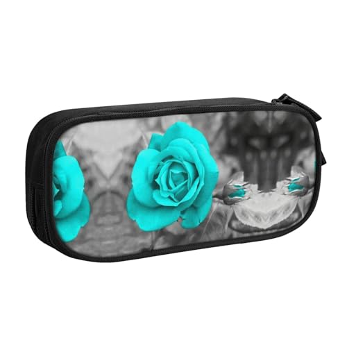 NBSNGSLS Federmäppchen mit blauem Rosenmuster, stilvolles Federmäppchen – organisieren Sie Ihre Schreibwaren mit Eleganz, Schwarz , Einheitsgröße, Kinderrucksack von NBSNGSLS