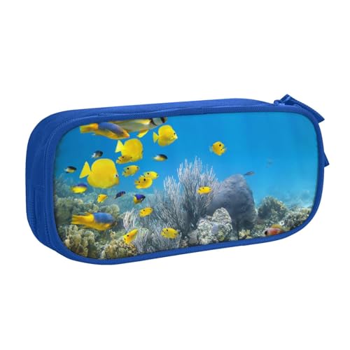 NBSNGSLS Federmäppchen mit buntem Fischdruck, stilvolles Federmäppchen – organisieren Sie Ihre Schreibwaren mit Eleganz, blau, Einheitsgröße, Kinderrucksack von NBSNGSLS