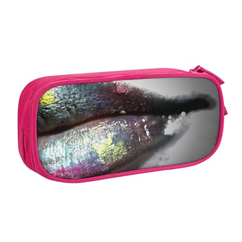 NBSNGSLS Federmäppchen mit buntem Lippendruck, stilvolles Federmäppchen – organisieren Sie Ihre Schreibwaren mit Eleganz, rose, Einheitsgröße, Kinderrucksack von NBSNGSLS