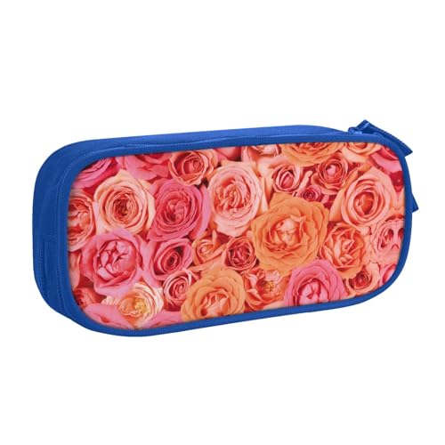 NBSNGSLS Federmäppchen mit orangefarbenem Rosenmuster, stilvolles Federmäppchen – organisieren Sie Ihre Schreibwaren mit Eleganz, blau, Einheitsgröße, Kinderrucksack von NBSNGSLS