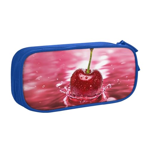NBSNGSLS Federmäppchen mit rotem Kirschenmuster, stilvolles Federmäppchen – organisieren Sie Ihre Schreibwaren mit Eleganz, blau, Einheitsgröße, Kinderrucksack von NBSNGSLS