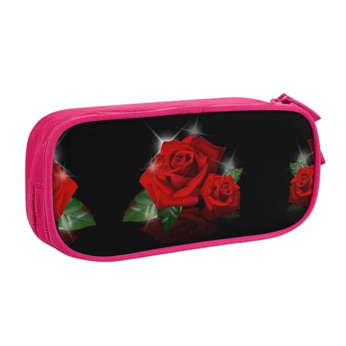 NBSNGSLS Federmäppchen mit rotem Rosenmuster, stilvolles Federmäppchen – organisieren Sie Ihre Schreibwaren mit Eleganz, rose, Einheitsgröße, Kinderrucksack von NBSNGSLS