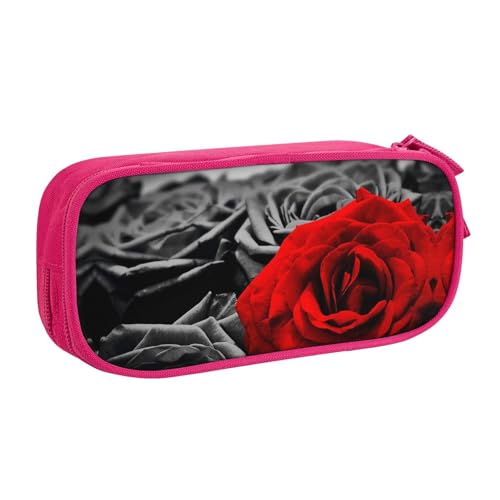 NBSNGSLS Federmäppchen mit schwarz-weißen und roten Rosen, stilvolles Federmäppchen – organisieren Sie Ihre Schreibwaren mit Eleganz, rose, Einheitsgröße, Kinderrucksack von NBSNGSLS