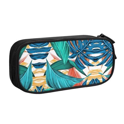 NBSNGSLS Federmäppchen mit tropischem Palmenblatt-Druck, stilvolles Federmäppchen – organisieren Sie Ihre Schreibwaren mit Eleganz, Schwarz , Einheitsgröße, Kinderrucksack von NBSNGSLS