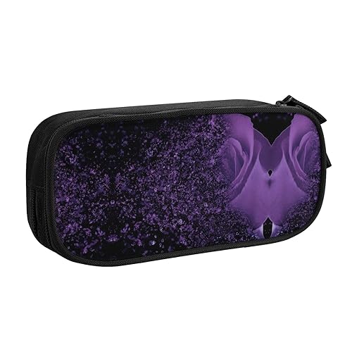 NBSNGSLS Federmäppchen mit violettem Rosenmuster, stilvolles Federmäppchen – organisieren Sie Ihre Schreibwaren mit Eleganz, Schwarz , Einheitsgröße, Kinderrucksack von NBSNGSLS