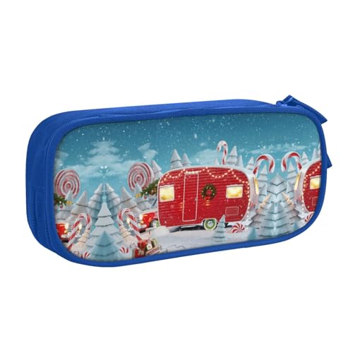 NBSNGSLS Federmäppchen mit weihnachtlichem Camper-Druck, stilvolles Federmäppchen – organisieren Sie Ihre Schreibwaren mit Eleganz, blau, Einheitsgröße, Kinderrucksack von NBSNGSLS