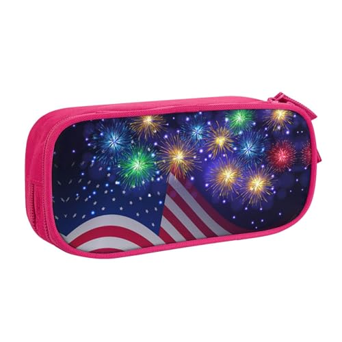 NBSNGSLS Feuerwerk Amerikanische Flagge 4. Juli Druck-Federmäppchen Stilvolles Federmäppchen – Organisieren Sie Ihre Schreibwaren mit Eleganz, rose, Einheitsgröße, Kinderrucksack von NBSNGSLS