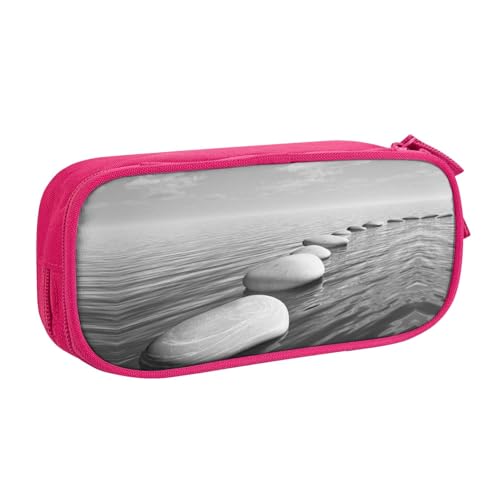 NBSNGSLS Graues Federmäppchen mit Zen-Steinen, stilvolles Federmäppchen – organisieren Sie Ihre Schreibwaren mit Eleganz, rose, Einheitsgröße, Kinderrucksack von NBSNGSLS