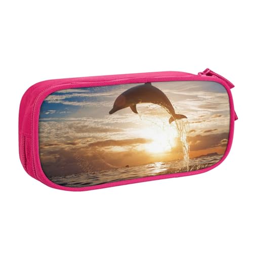 NBSNGSLS Lustiges Federmäppchen mit Delfin-Druck, stilvolles Federmäppchen – organisieren Sie Ihre Schreibwaren mit Eleganz, rose, Einheitsgröße, Kinderrucksack von NBSNGSLS