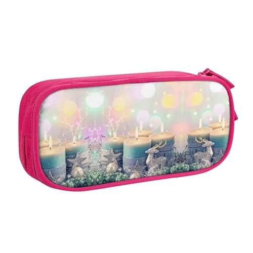 NBSNGSLS Merry Christmas Federmäppchen mit Kerzendruck, stilvolles Federmäppchen – organisieren Sie Ihre Schreibwaren mit Eleganz, rose, Einheitsgröße, Kinderrucksack von NBSNGSLS