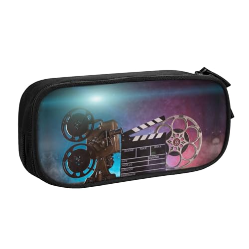 NBSNGSLS Movies Federmäppchen mit Klapperboard-Druck, stilvolles Federmäppchen – Organisieren Sie Ihre Schreibwaren mit Eleganz, Schwarz , Einheitsgröße, Kinderrucksack von NBSNGSLS