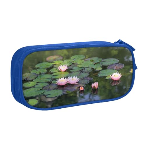 NBSNGSLS Schönes Federmäppchen mit Lotusblumen-Aufdruck, stilvolles Federmäppchen – organisieren Sie Ihre Schreibwaren mit Eleganz, blau, Einheitsgröße, Kinderrucksack von NBSNGSLS
