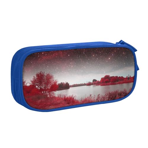 NBSNGSLS Starry Aky Federmäppchen mit rotem Landschaftsdruck, stilvolles Federmäppchen – Organisieren Sie Ihre Schreibwaren mit Eleganz, blau, Einheitsgröße, Kinderrucksack von NBSNGSLS