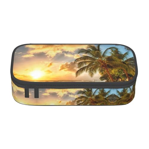NBSNGSLS Sunset Hawaiian Palm Tree Print Pencil Case Stylish Print Pencil Case - Organisieren Sie Ihre Schreibwaren mit Eleganz, Schwarz , Einheitsgröße, Kinderrucksack von NBSNGSLS