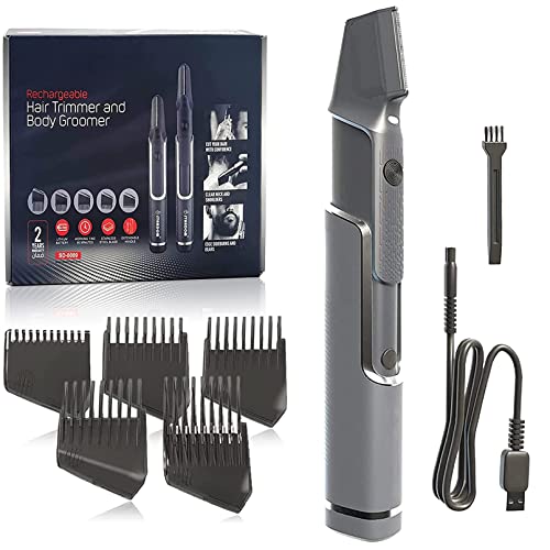 Titanium Haarschneider Herren, Profi USB-Wiederaufladbar Schneidet, Trimmt & Stylt–Hair, Face & Body Trimmer –5 Aufsätze Haarschneidemaschine, grau von NBVNBV