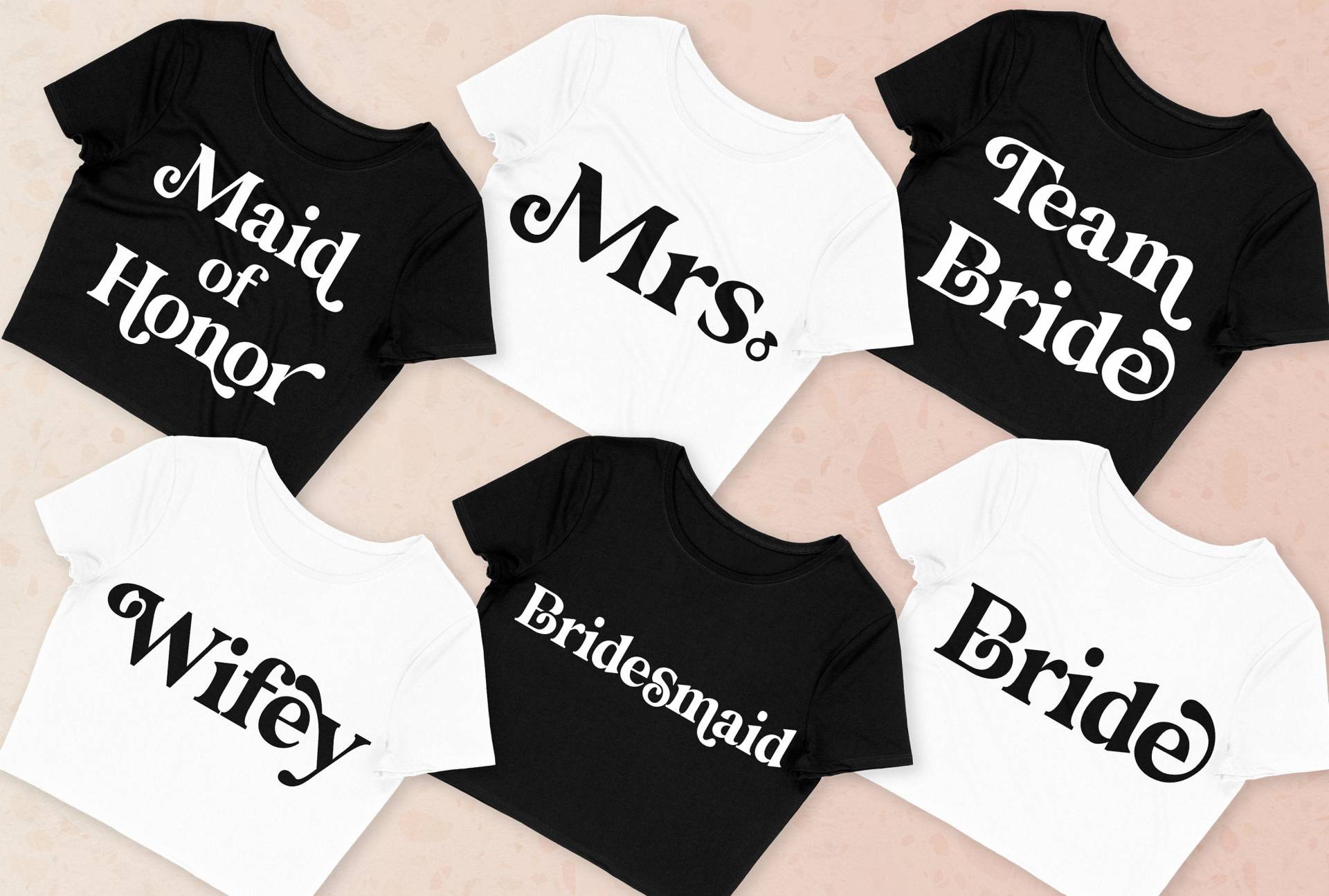 Glamour Bride & Bridesmaid Cropped T-Shirts Für Junggesellinnenparty, Ehrfrau, Brautjungfern Hemden Crop Tops, Mrs Top Frauen Shirt von NobullWomanApparel