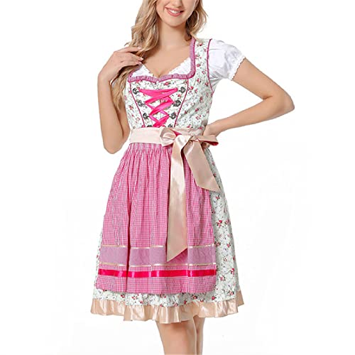 NBZZ Damen Midi Trachtenkleid Trachtenmoden Dirndelkleider Trachtenrock Oktoberfest Kostüme Dirndlkleid für Bierfest Trachtenkarneval, Damen Dirndlbluse, XL von NBZZ