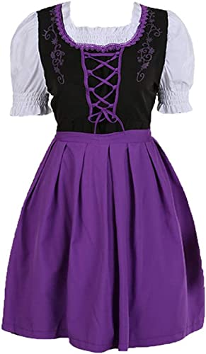 NBZZ Damen Oktoberfest Trachtenkleid Mittelalterliches Karnevalskleid Halloween Cosplay Minikleid Perfekt für Fasching Outfit, Karneval Kostüm Damen von NBZZ