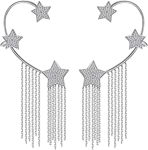 NBZZ Schmetterling Quaste Ohrringe Glänzender Zirkon-Schmetterlings-Ohrclips Lange Blumen-Quasten-Ohrringe Frauen Ohr Knochen Clip Kein Piercing Ohrclip (05-1pairs) von NBZZ