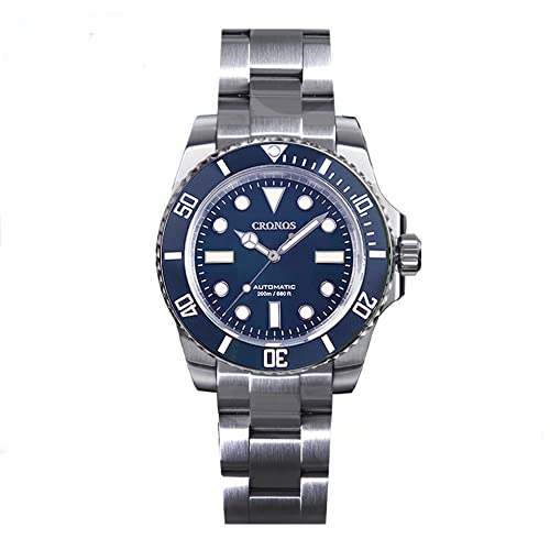 Upgrade Diver Luxus Herrenuhren Edelstahl PT5000 Armband Keramik drehbare Lünette 200 Meter wasserdicht Glide Lock Verschluss (blau), blau, Taucher, blau, Taucher von NC