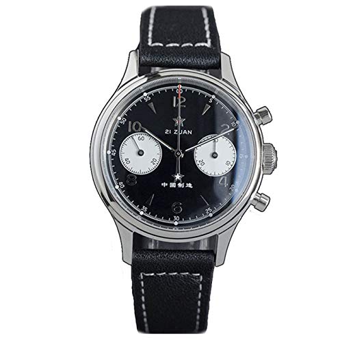 Mechanische Seagull ST19 Uhrwerk Chronograph Herrenuhr Saphir Top-Marke Luxus 50 m wasserdicht Edelstahl Limited Edition Armbanduhr schwarzes Zifferblatt Chronograph mechanisch, Schwarzes Zifferblatt, von NC