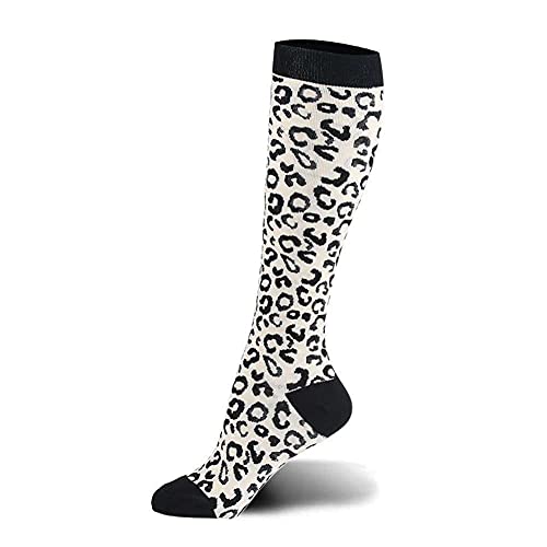 NC 1 Paar Kompressionssocken mit Leopardenmuster Kniehohe Kompressionssocken Crew-Socken Stretch-Kompressionssocken Kniestrümpfe Weiche Komfort-Kompressionssocken von NC