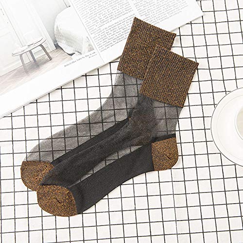 NC 2 Paar Damen Socken Ultradünne transparente Kristallseide Elastische Socken Söckchen Mode Frauen Knöchel Hohe Fischnetz Socken Nylon Kurze Söckchen von NC