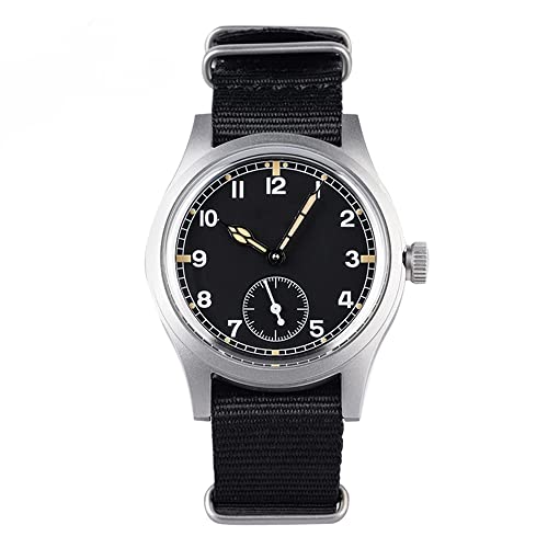 NC Baltany Dirty Dozen Watch Men D12 36MM Sea Gull ST1701 Movement Automatic BGW9 Luminous Vintage Military Armbanduhren (Nylon Black no Logo) von N\C
