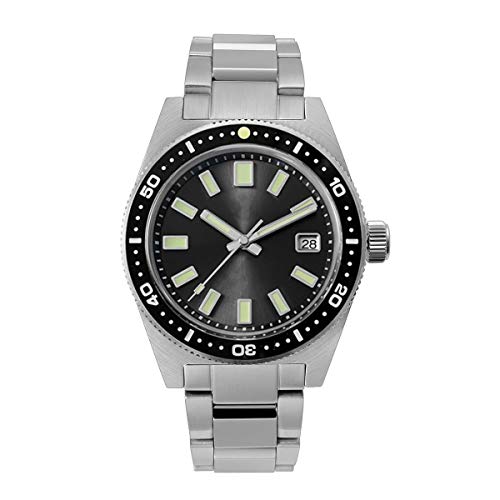 NC San Martin 62Mas Diver meccanico automatico orologi da Uomo in Acciaio inossidabile NH35 vetro Zaffiro orologi da polso da Uomo (Steel Black no Logo) von NC