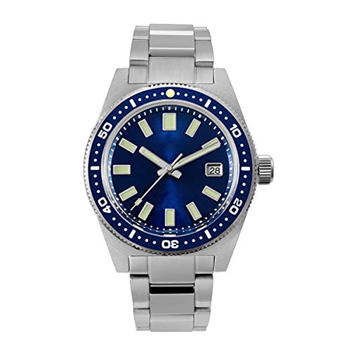 NC San Martin 62mas V4 Herren Taucheruhren Saphirglas Hexagonal Logo NH35 Armband Automatik Armbanduhr (Blue no Logo) von NC