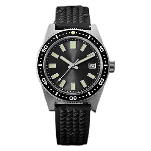 NC San Martin 62mas V4 Herren Taucheruhren Saphirglas Hexagonal Logo NH35 Armband Automatik Armbanduhr (Rubber Black no Logo) von N\C