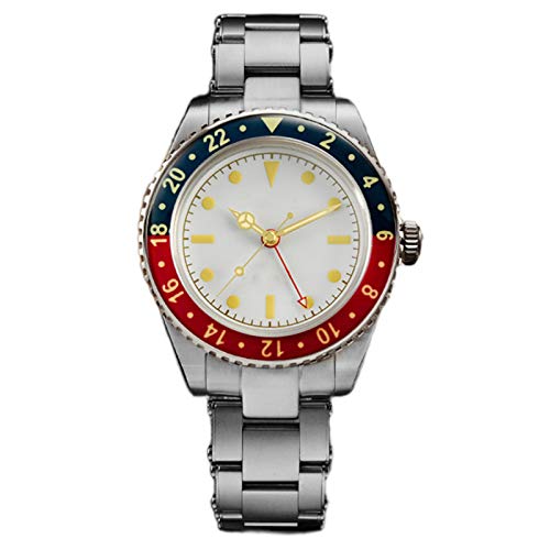 NC San Martin 6542 Luxury GTM Uhren Saphirglas 20Bar leuchtendes Zifferblatt und Lünette Herren Edelstahl Automatik Mechanische Uhren (White no Logo) von NC