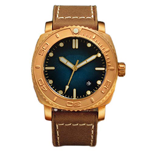 NC San Martin SN078Q Automatic Bronze Dive Herrenuhren Sapphire 30Bar Waterproof BGW9 Luminous Mechanical Bronze Armbanduhr (Blue no Logo) von NC